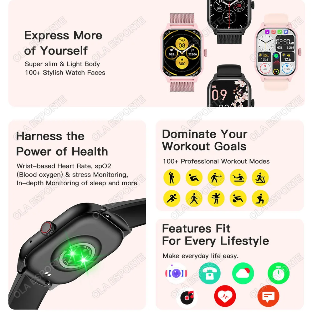 LT10 Smart Watch 2024 regalo Android Bluetooth Call Smartwatch 2024 Touch Dial Music Fitness Tracker orologi sportivi per Android IOS