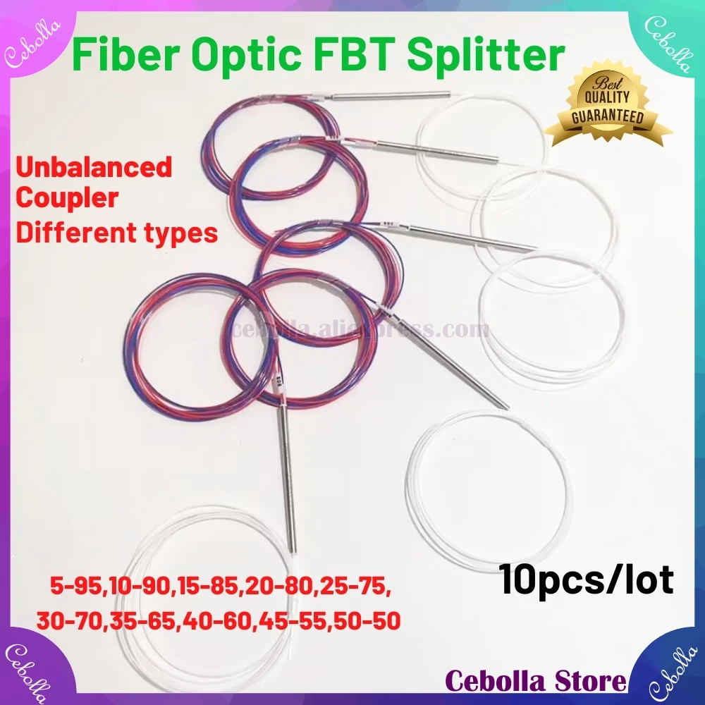 Hight Quality 10pcs 1x2 0.9mm  fiber optic FBT splitter 50:50 10:90 unbalanced coupler optional split ratio free shipping