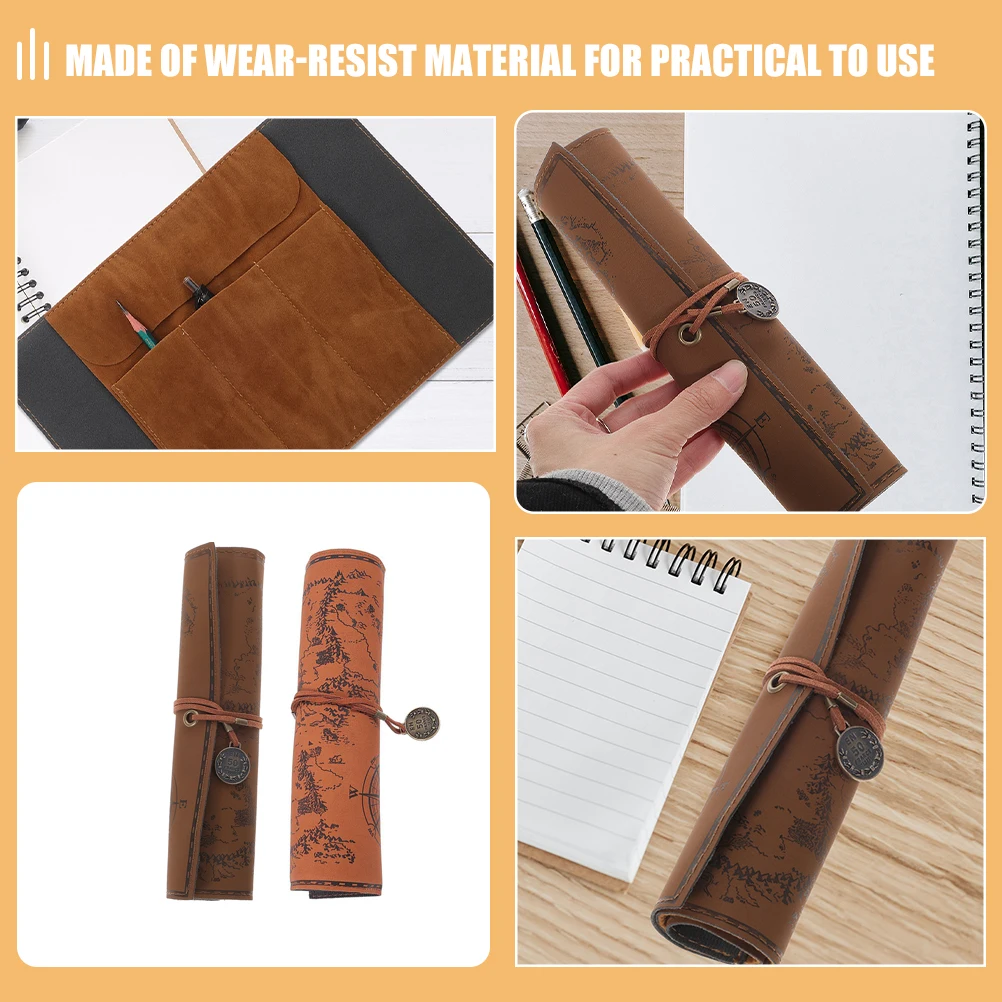 

2 Pcs Retro Canvas Pen Bag Holder Pouch Pencil Wrap Case Bags Wraps Pouches Drawing