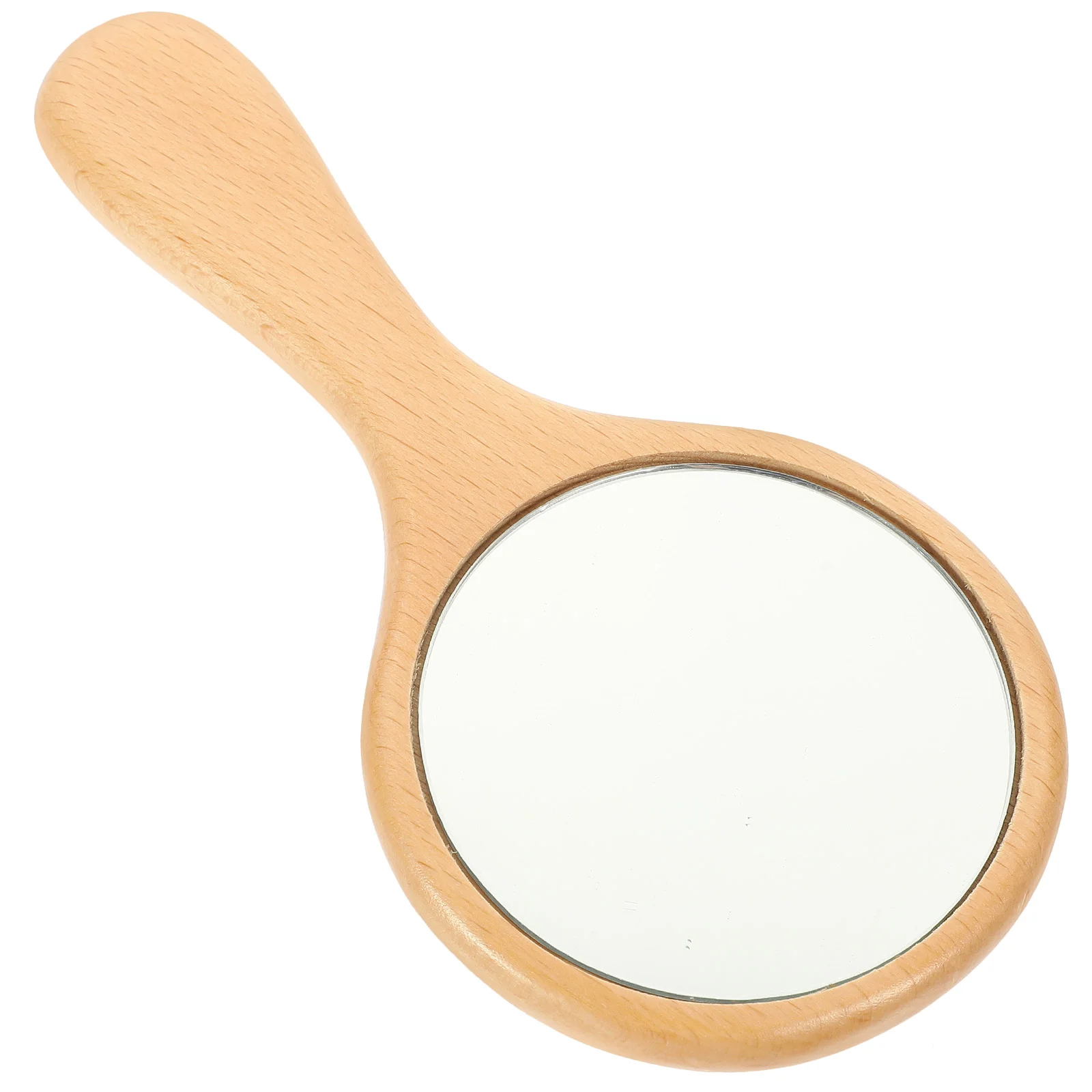 

Handle Mirror Decor Mirrors Portable Makeup Round Handheld Glass Wooden Travel