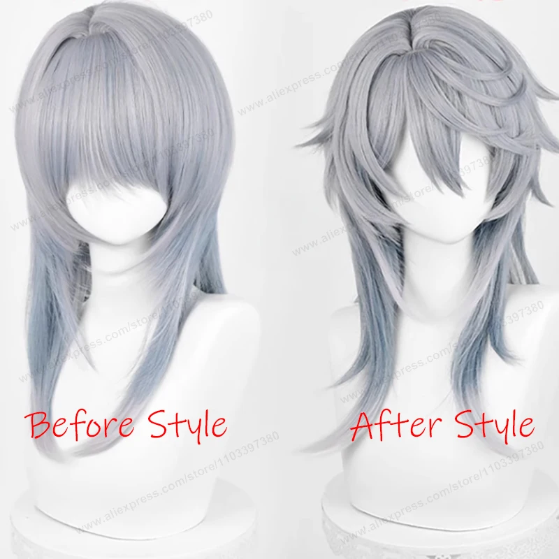 Honkai:Star Rail Sunday Cosplay Wig 52cm Gray Blue Gradient Hair Anime HSR Cosplay Heat Resistant Synthetic Wigs