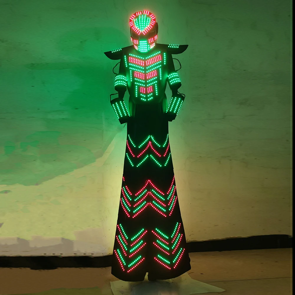 Neue Heiße verkauf Stelzen Walker LED ROBOTER ANZUG Light UP Bühne Leistung Club Tragen Cosplay disfraz halloween mujer