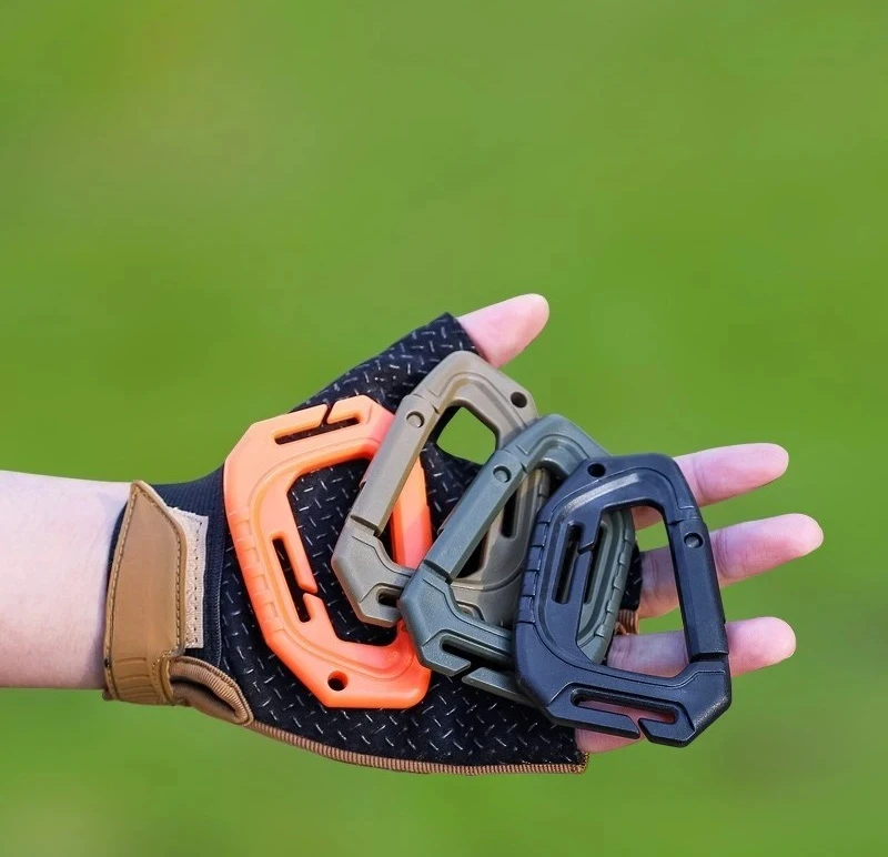 200PCS  Outdoor Trekking Quick Hanging Buckle Plastic Steel D Carabiner Waterproof Clip For Backpack Key Daily Gear Fixing