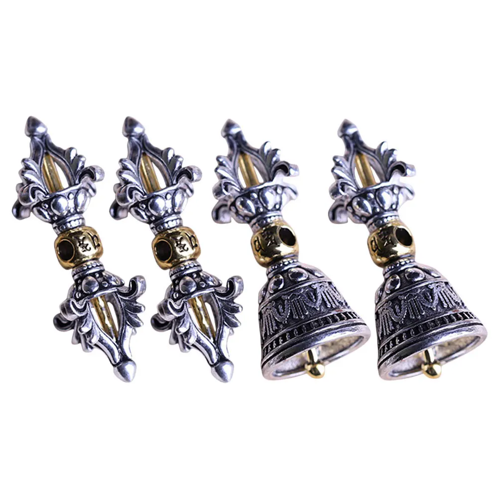 

4Pcs Vajry Pestle Pendant Buddhism Religious Necklace Vintage Pendant Retro Keychain Charm Buddhist Gifts Home Decoration