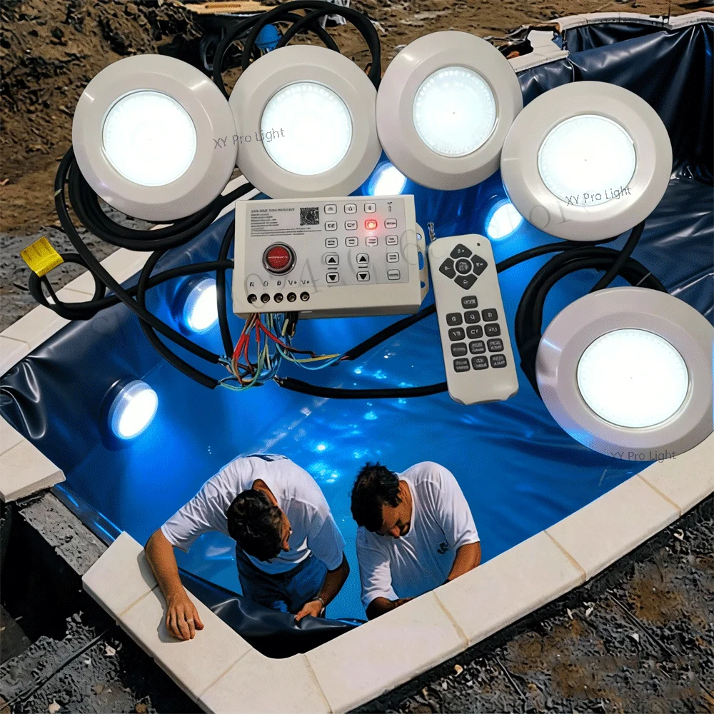 

RGB светодиодный светильник для бассейна 12 Вт Bluetooth APP Control-IP68 Водонепроницаемый 12 В подводный прожектор Фонтан Пейзаж Piscina-осветительная лампа