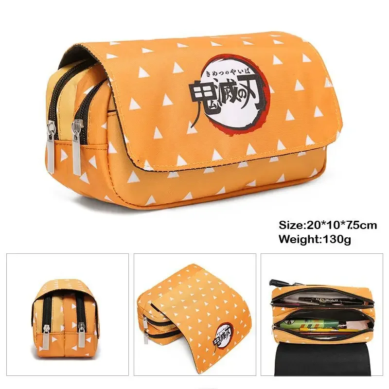 

New 3D Peripheral Anime Ghost Slayer Double-layer Pencil Bag for Elementary and Middle School Students Cartoon Pencil Bag