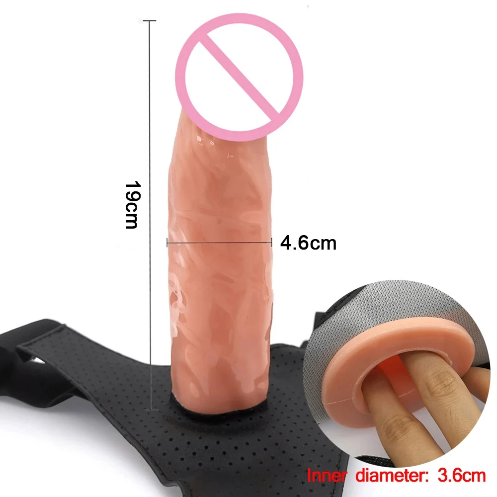 Men Strap On Dildo Panties Wearable Hollow Penis Lengthen Sleeve Strapon Dildo Pants Harness Belt for Man Sex Toys For Woman Gay