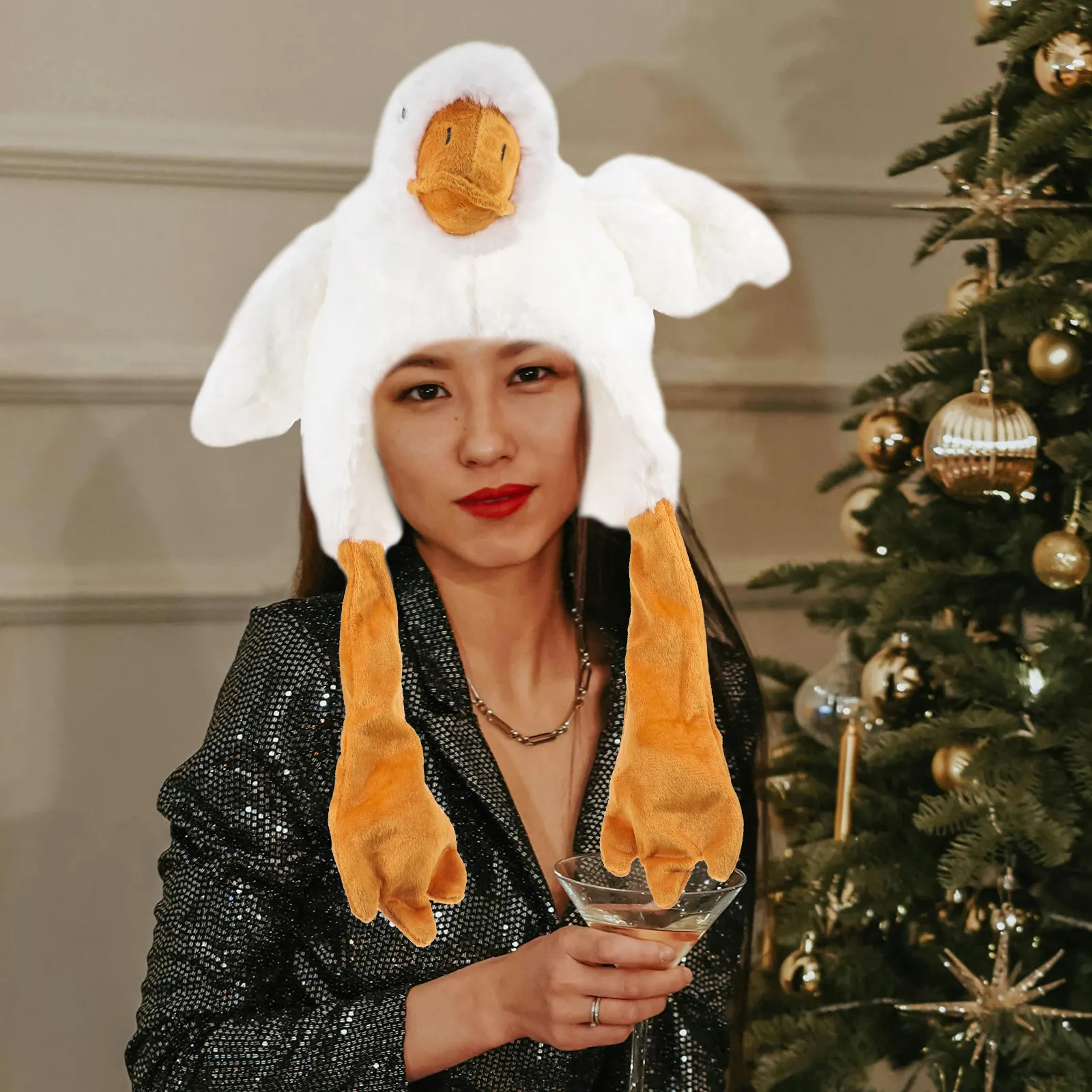 Adorabile Cappuccio a Forma di Oca Grande, Cuscino Morbido per Abbracciare, Ideale per Servizi Fotografici e Spettacoli, Peluche a Forma di Oca