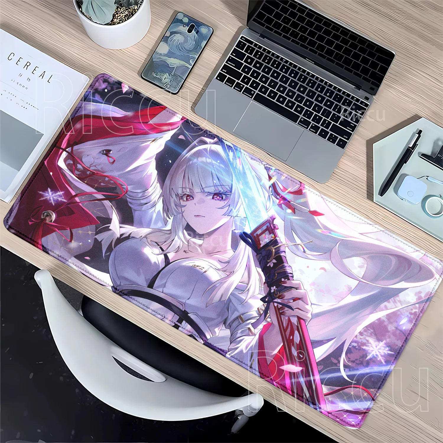 Wuthering Waves Hiyuki WuWa Mouse Mat Gaming Non-slip Base Mousepad Office Accessories Keyboard HD Printing Anime Girl Desk Mat