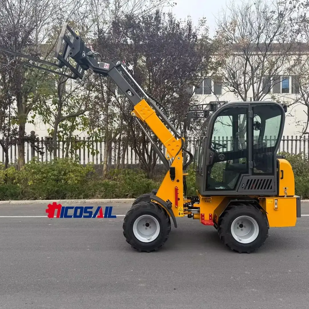 جرافة ذراع تلسكوبية 2 طن مع رافعة ذراع تلسكوبية للكابينة، جرافة ذات عجلات منزلقة للبيع