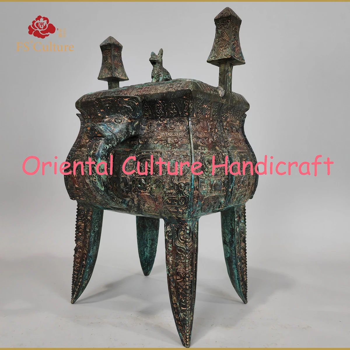 Ancient Chinese Dynasty Antique Collection Bronze Ding Incense Burner