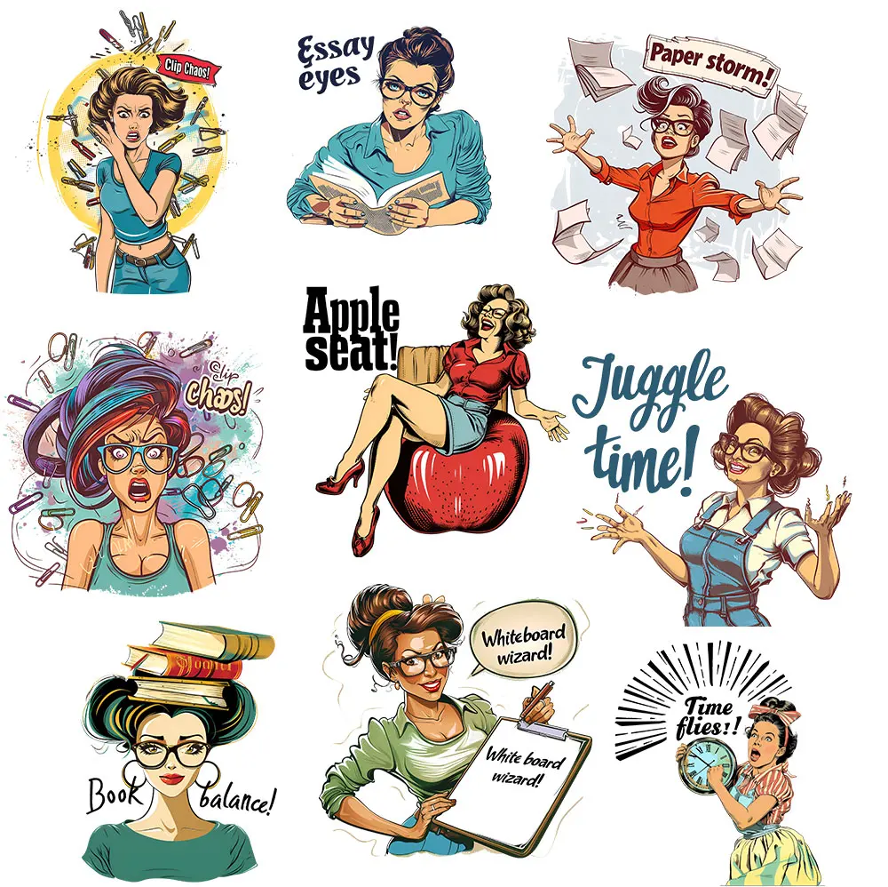 Supper Ladies Patches Iron on Transfers for Clothing, Thermal Stickers on Clothes Logo, Housewife Decals T-shirt Appliques