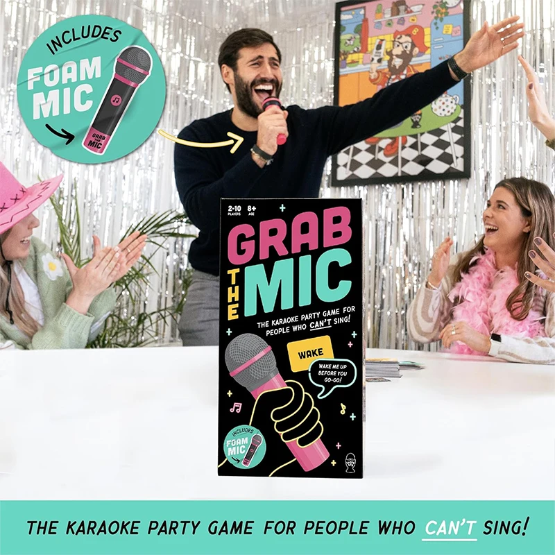 Exciting Grab The Mic The Family Karaoke Game-Board Game For Hilarious Games Night For Bad Singers Birthday Party Kids Gift