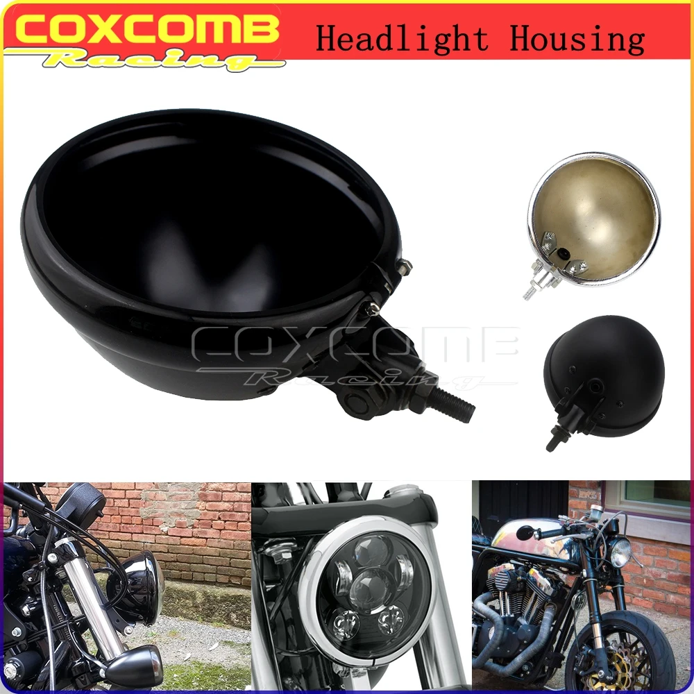 Motorcycle Universal Headlight Housing 5.75\'\' Round Headlamp Bucket For Harley Dyna FXD Sportster 883 1200 XL1200 XL833 Custom