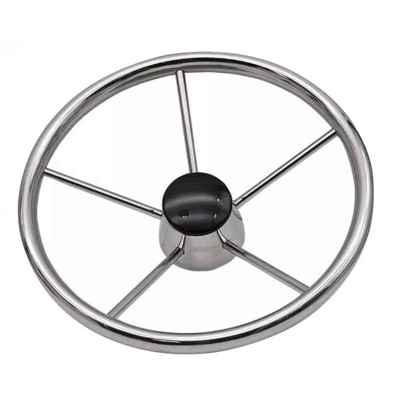 Boat Steering Wheel Stainless Steel 5 Spoke 13.5Inch For Most Marine Yacht Boat Boating Equipment Accessories