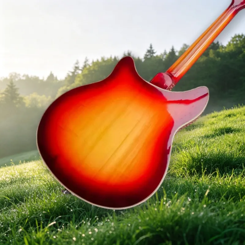 Sunburst Semi Hollow 360-6 String Electric Guitar Three Single Coil Pickups Vibrato Bridge Jazz Blues Stage Performance Guitar