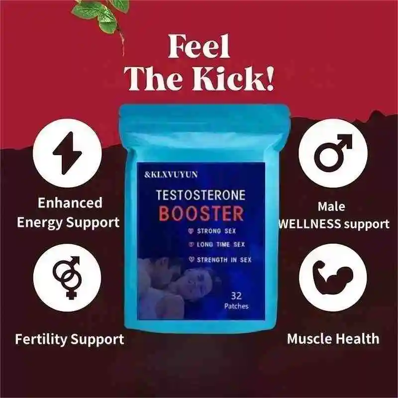 Testosterone Booster for Men with Horny Goat Weed, Maca Root Transdermal Patches Energy Stamina Strength 32 Patches