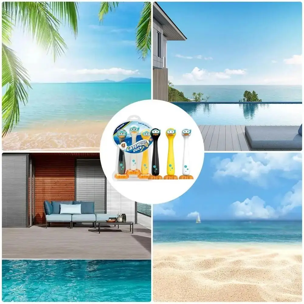 3-teiliges tragbares Enten-Tauchspiel-Set für den Pool – Cartoon-Enten-Tauchstäbe aus Kunststoff, einfach zu befüllen, für Jungen und Mädchen