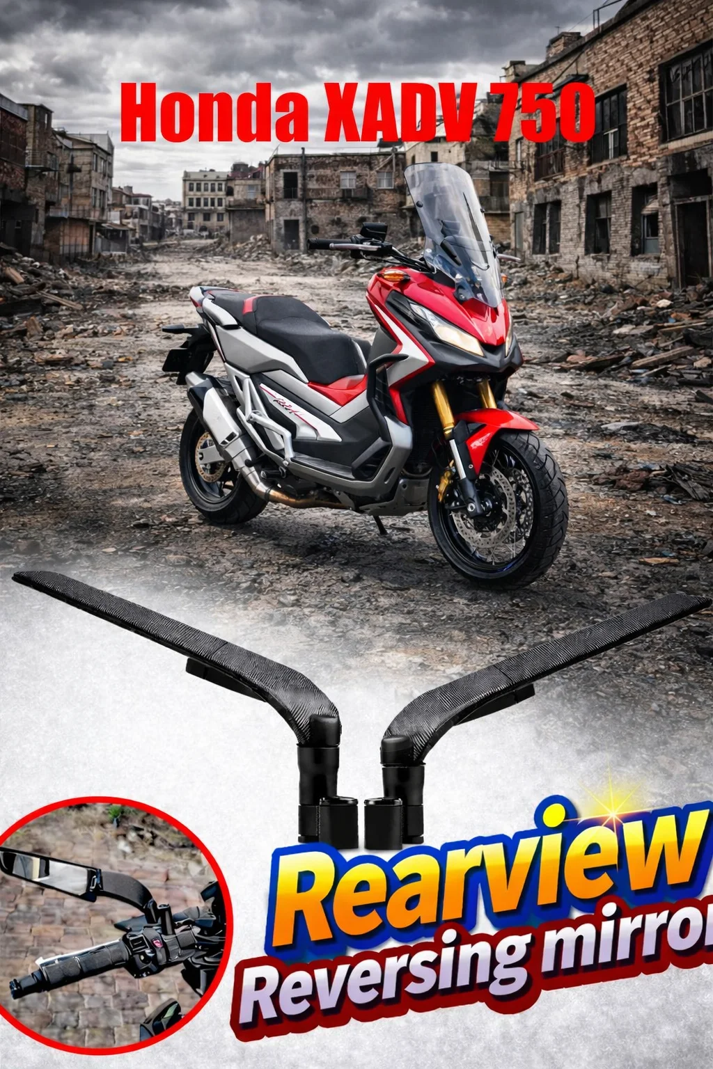 

For Honda XADV 750 Motorcycle Accessories carbon fibre Mirror Stealth Winglets Rearview Mirrors