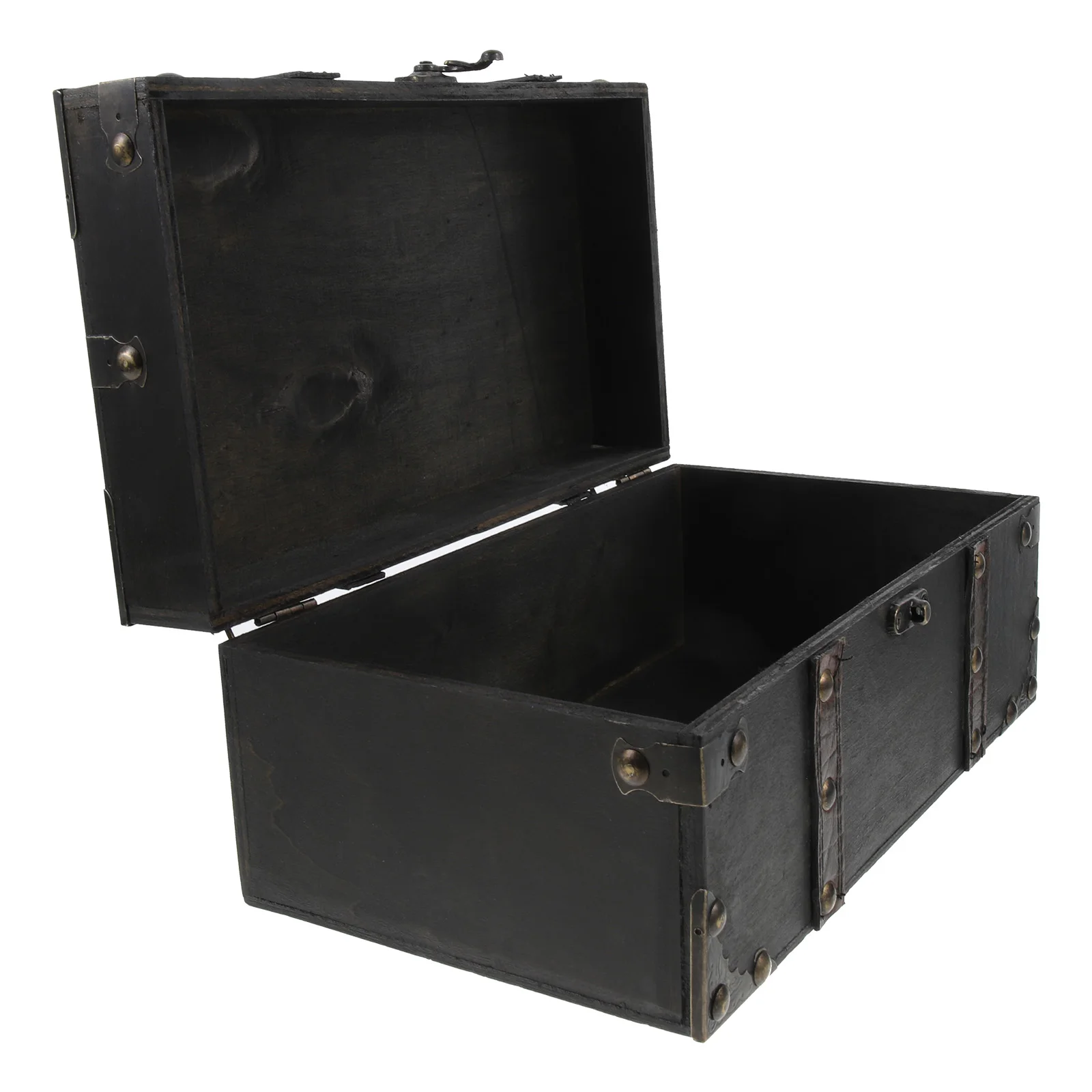 

Wooden Storage Box Vintage Treasure Chest for Jewelry Books Stamps Coins Postcards Photos Retro Trinket Box Keepsake Pirate