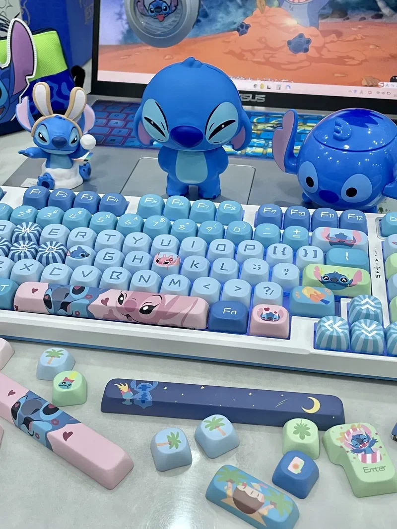 

Новые стильные клавиши с диснеевским принтом Shinagawa Stizai Star Kabi Interstellar Kawaii Blue Baby тематические колпачки Moa Высокая пятисторонняя термосублимация