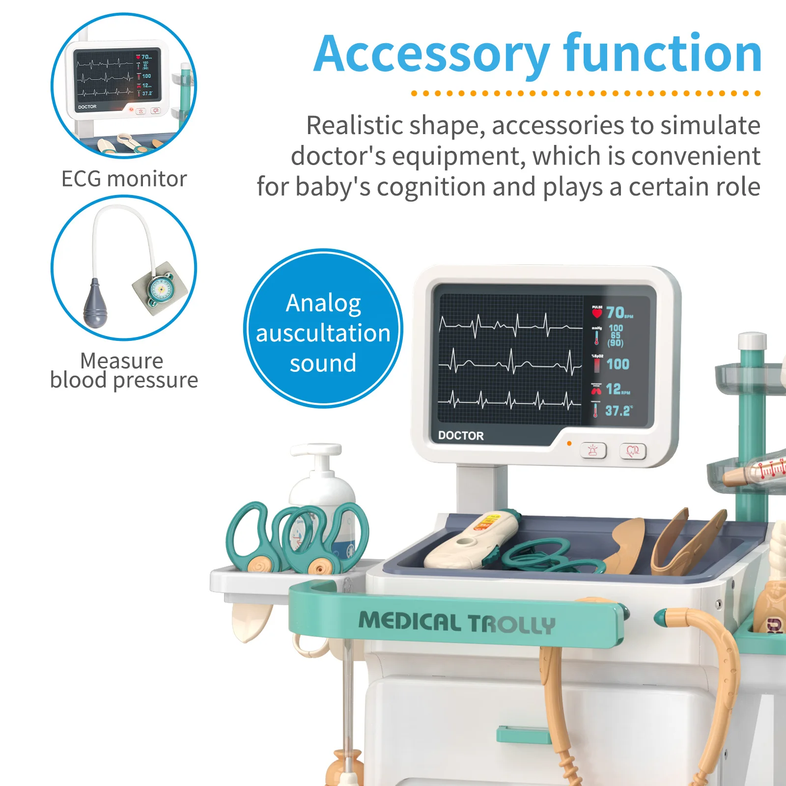 Conjunto de brinquedos médicos para crianças, simulação de injeção e estetoscópio para brincadeiras médicas, presente de aniversário para meninos e meninas