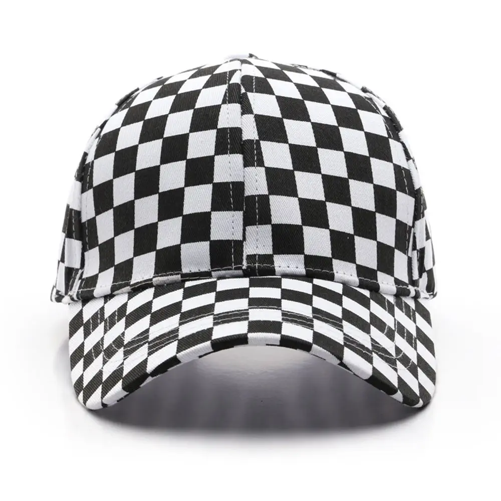 Adjustable For Men Cotton Lattice Solid Color Sun Protection Korean Sun Hat Sports Checker Caps Women Baseball Caps Grid