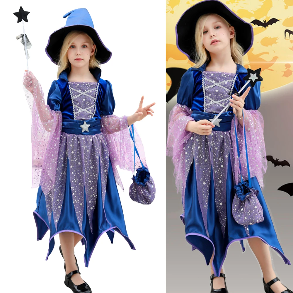 

Halloween Kids Costumes Girls Witch Dresses Cosplay Masquerade Dress Witch Princess Dresses Halloween Carnival Dresses Up Suits