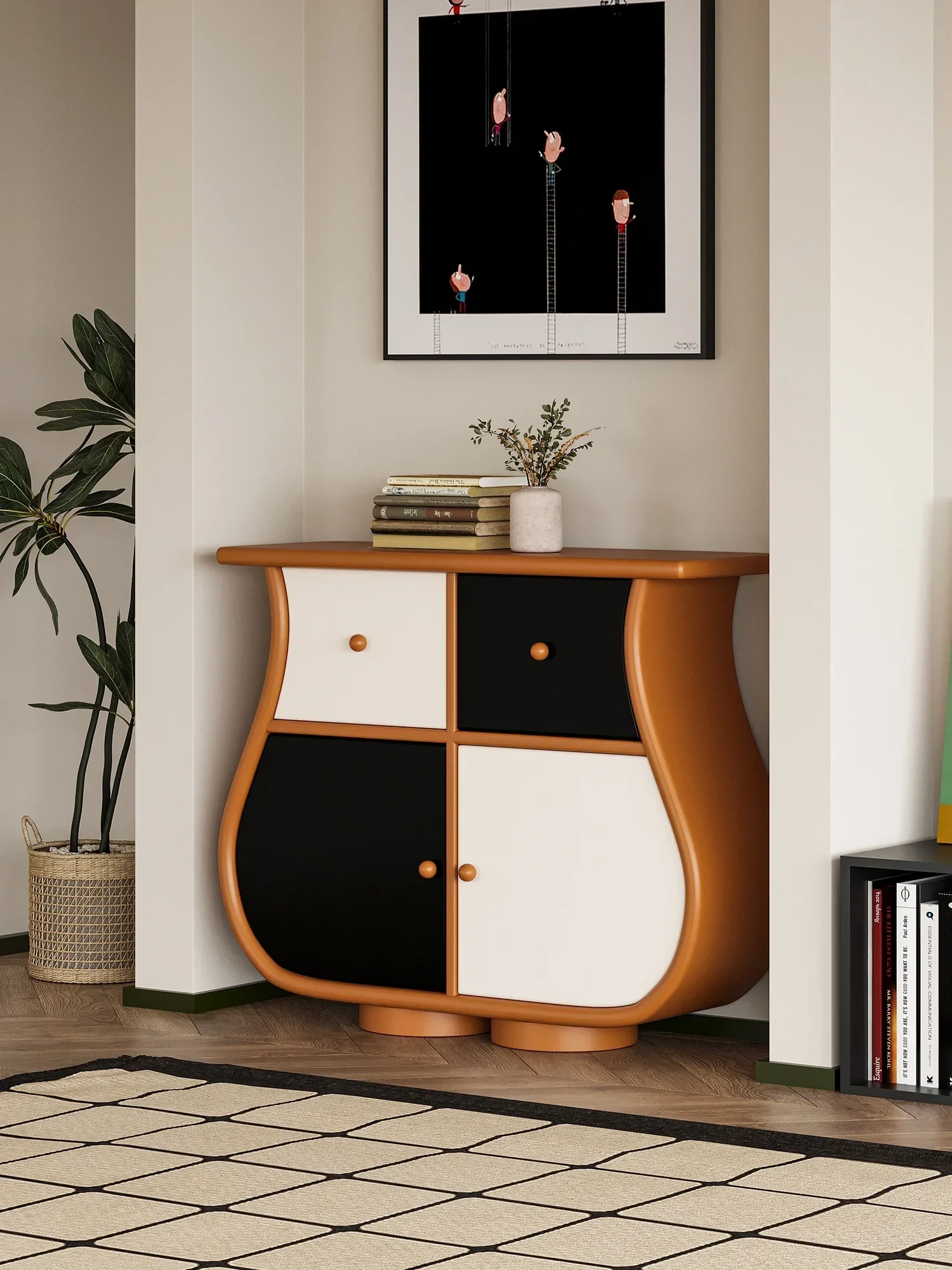 American Retro Entrance  Light Luxury Curio Cabinet European Style Chest of Drawers Corridor Cabinet Storage Cabinet