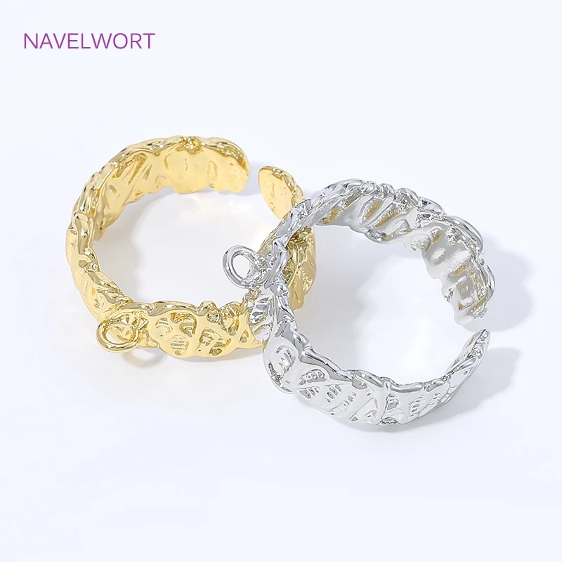 18K Gold Plated Brass Stripe Open Rings Base Metal Finger Rings Findings For Jewelry Making Supplies,DIY Jewelry Accessories