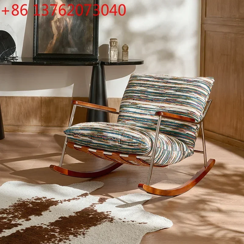 

Cream wind retro rocking chair home antique single lazy sofa recliner