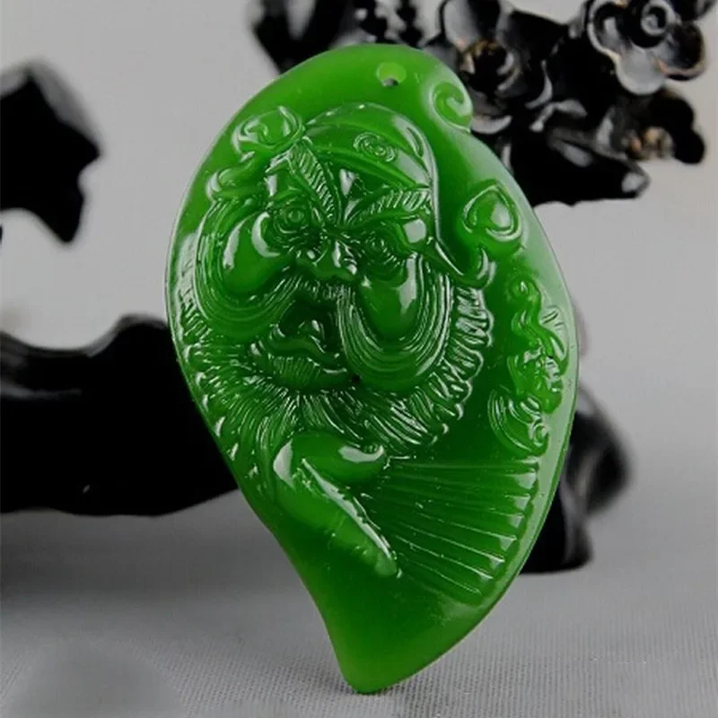 Natural Green Hand Carved Zhong Kui Jade Pendant Fashion Boutique Jewelry Men's and Women's Zhaocai Zhong Kui Necklace