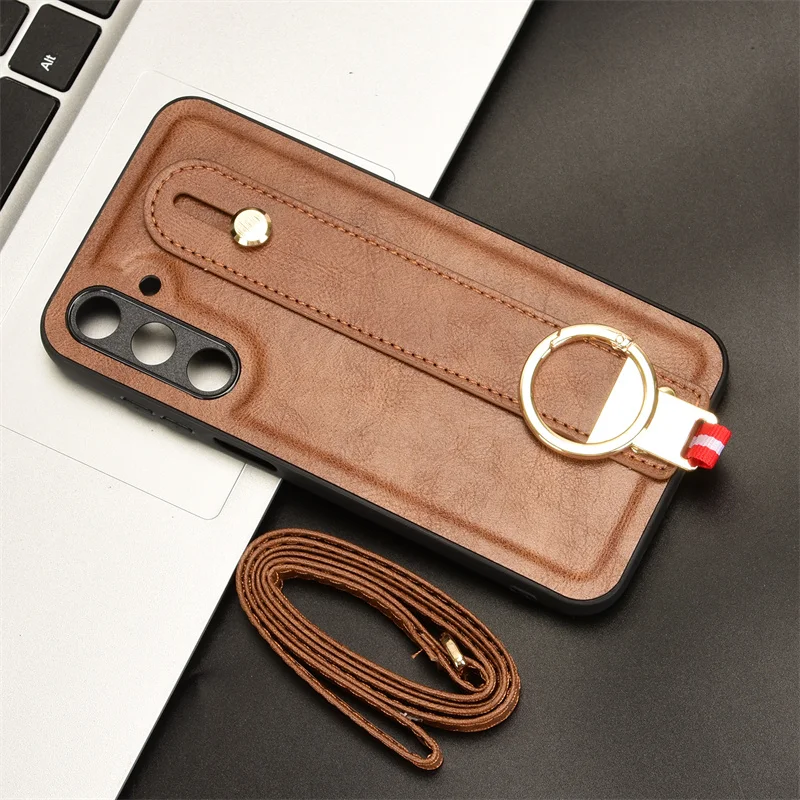 For Samsung Galaxy M35 5G New Anti-Shock Business Leather Wristband Cover Case For Samsung GalaxyM35 Non-Slip Protective Case