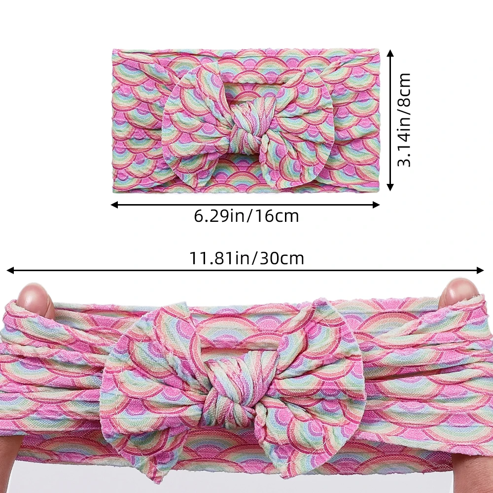 2023 Floral Print Baby Nylon Headband Cable Knit Turban Headwraps Baby Shower Gift Kids Girls Hair Accessories