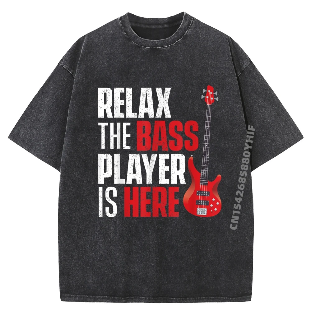 

Мужская футболка Man Relax The Bass Player Is Funny, мужская футболка с надписью, простая стираная одежда, топы с принтом со скидкой