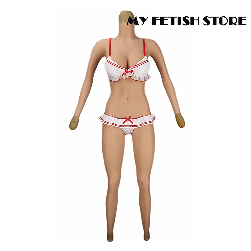 

6G с длинными рукавами до щиколотки, реалистичный силиконовый костюм для всего тела C E Cup, форма груди с вагиной, Drag Queen Shemale