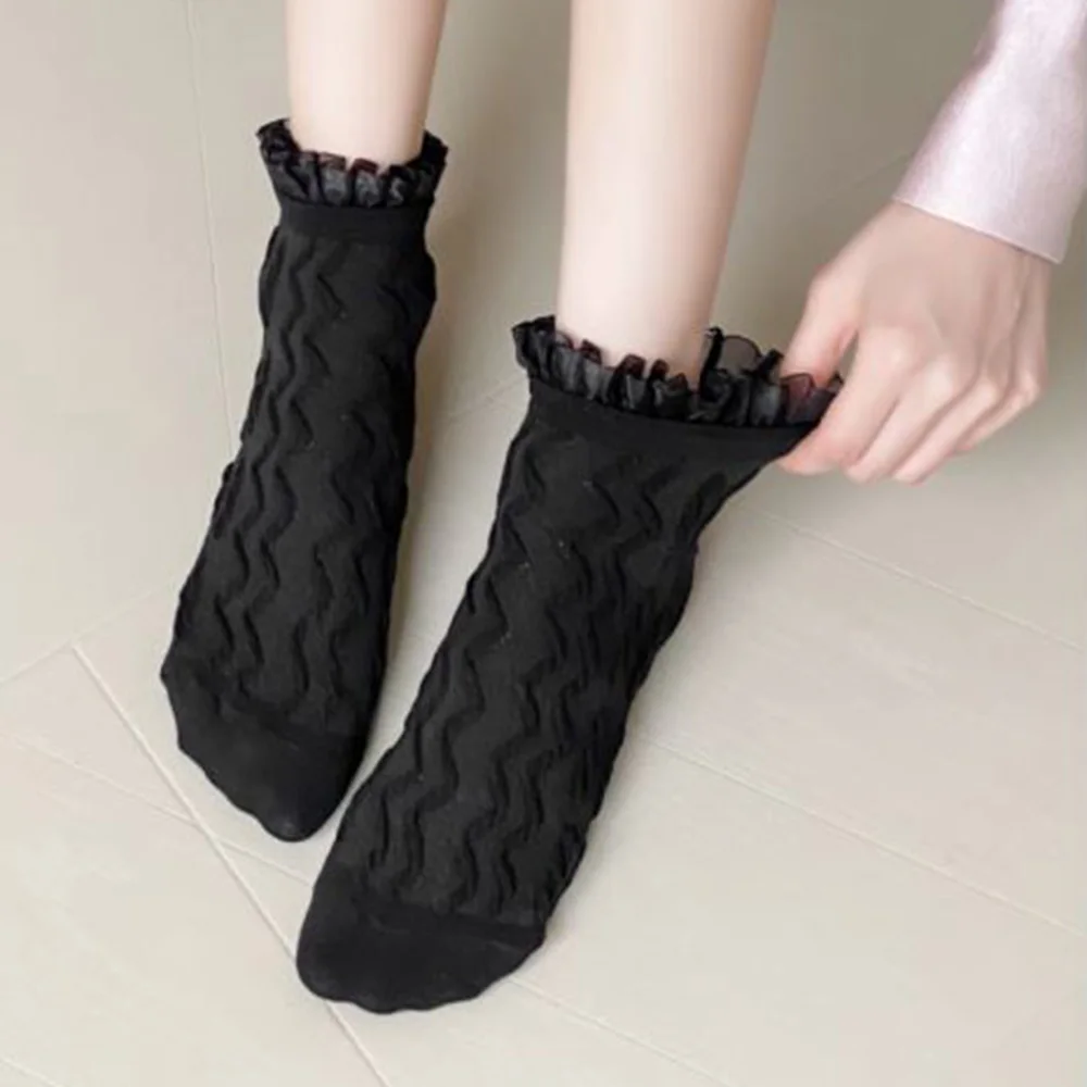 2 Pair/Lot Kawaii Socks Women Lolita Thin Summer Breathable Lace Cute Short Socks Sweet Girls Gift For Girl