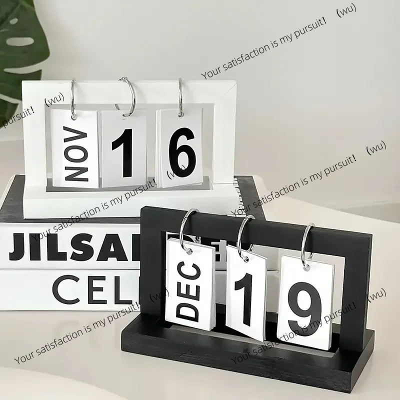 Ins Minimalist Style Living Room Office Decoration Wooden Calendar Ornament Modern Desk Accessories Simple Home Decor Crafts