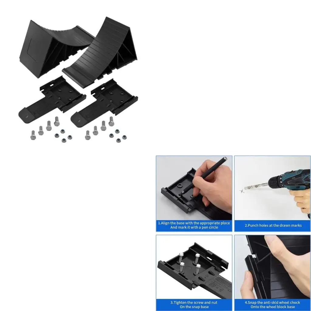 

Tire Chock Stop Block Wheel Stopper Control Skid Resist Base Wheel Chock Tire Support Pad with Holder Wheel Stop Block