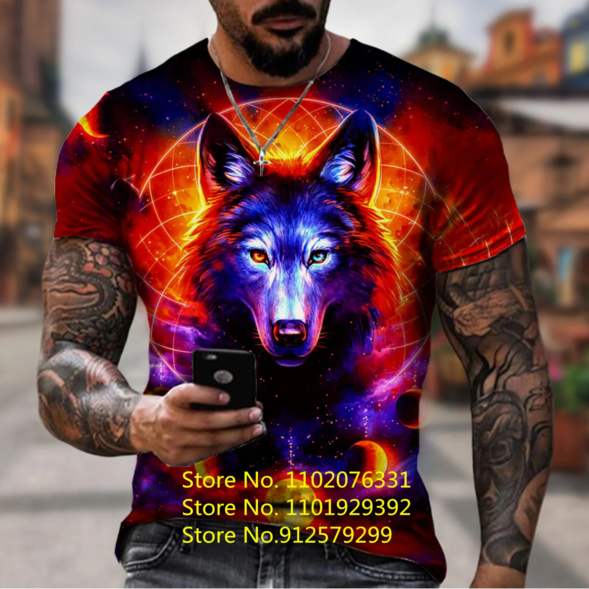 New Fashion Animal Men's T-shirts 3d Print Short Sleeve Wolf T Shirt For Men Cool Tee Shirt Man Funny Clothing Tops