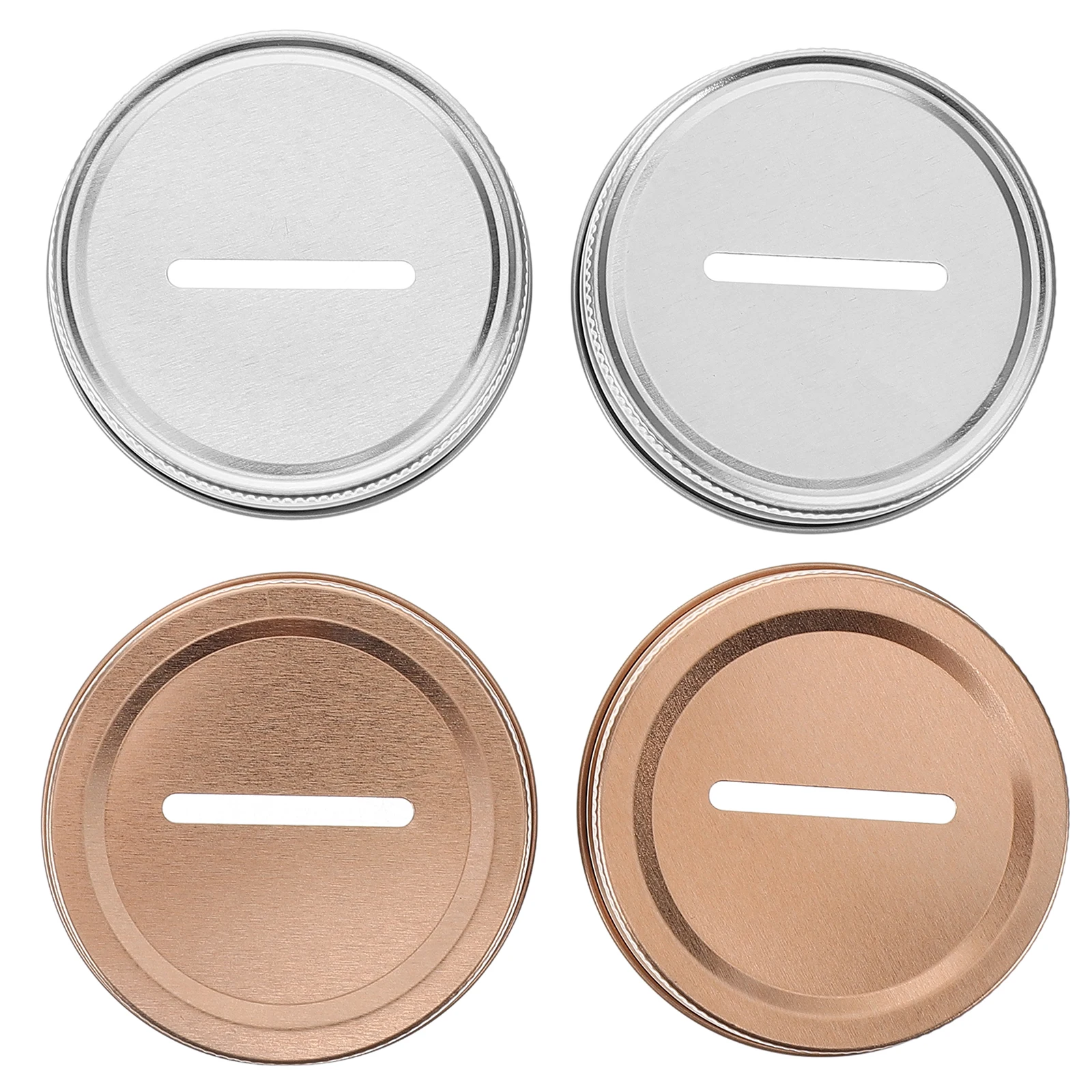 

4pcs Mason Jar Lids Tinplate Coin Bank Cover Saving Slot for Regular Mouth Canning Jars Jar Lids Money Saving Pot