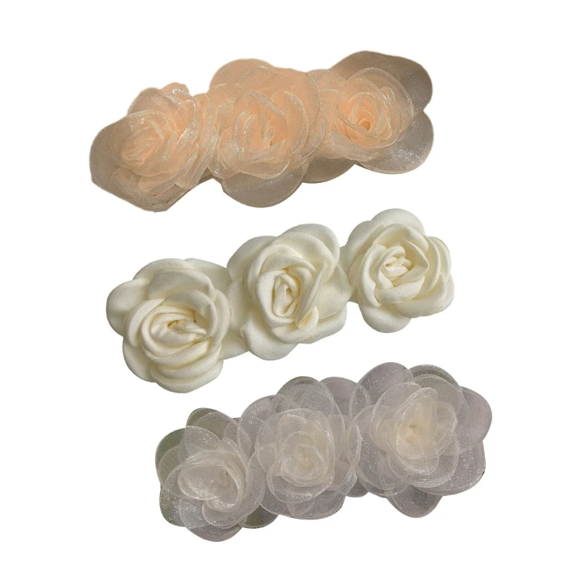 

Popular Camellia Hair Clip Duckbill Clip Hair Barrettes Side Hair Decors 3PCS Dropship