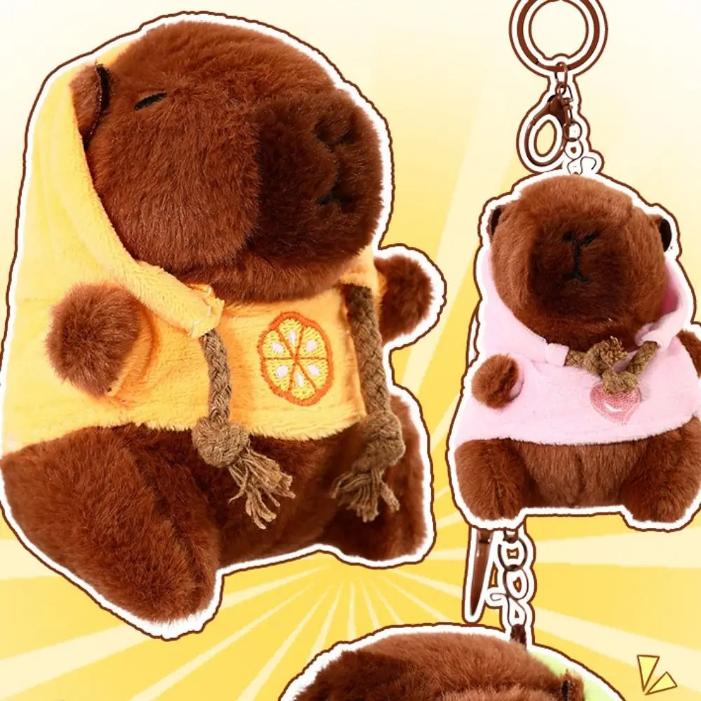 Ornements de pendentif en peluche Capybara, porte-clés en peluche Capybara, sweat à capuche en peluche mignon, porte-clés en peluche Capybara doux, cadeaux créatifs pour enfants