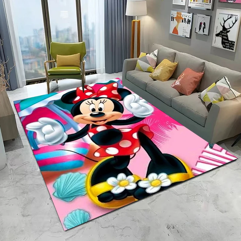 Alfombra de área grande de Disney para el hogar, Felpudo de Mickey y Minnie para sala de estar, dormitorio de niños, sofá, decoración