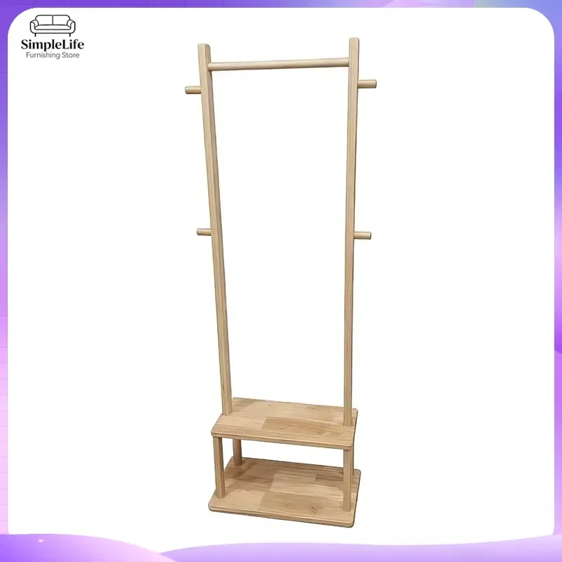 Wooden Coat Rack Stand Free Standing Hall Tree with Hooks Modern Clothes Hanger Organizer for Living Room Bedroom Entryway