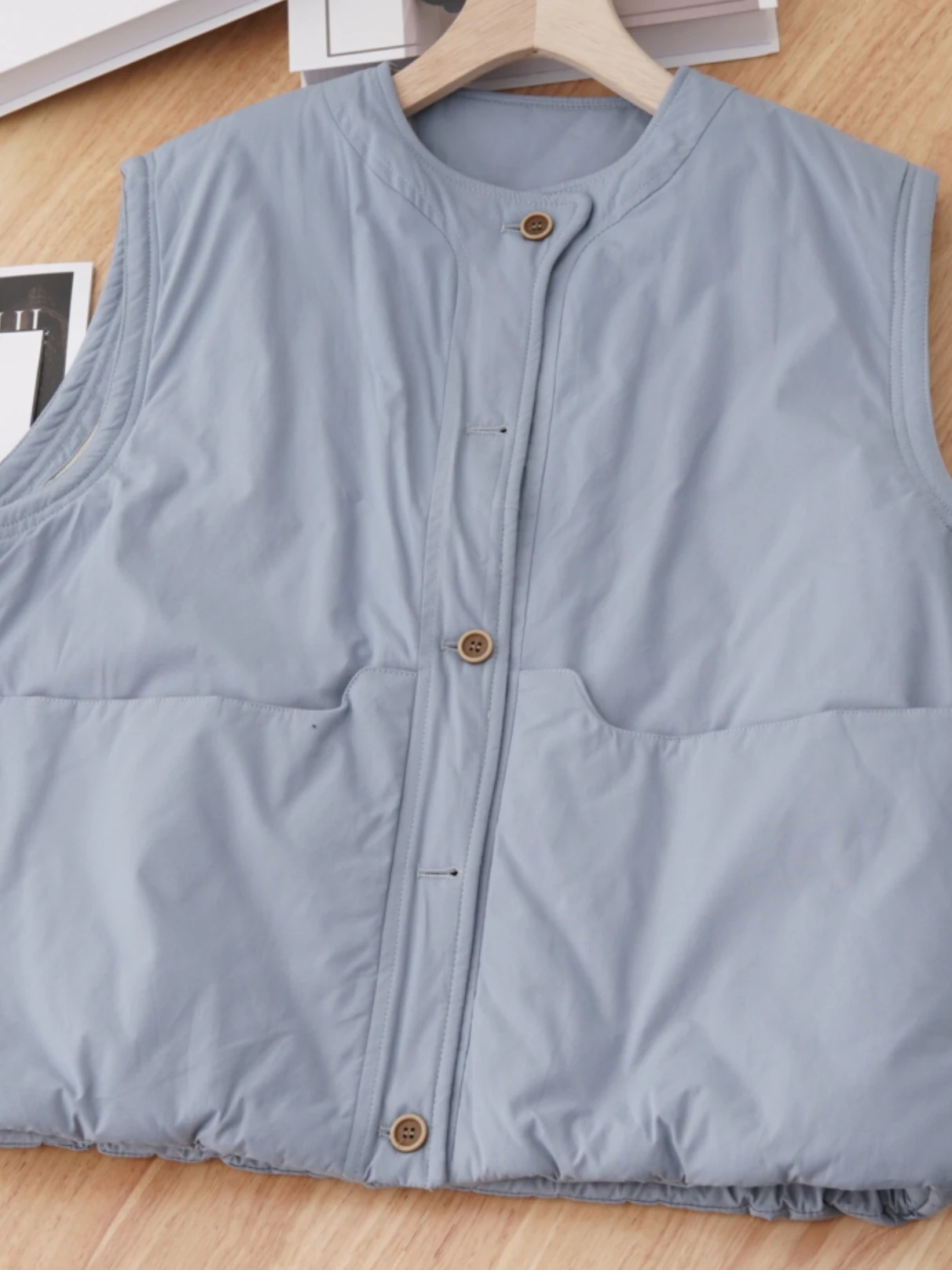 ort Women's Cotton Vest Layering Faion Korean Sle Small Size Outerwear Autumn Winter New Arrival Commute Sle round Ne