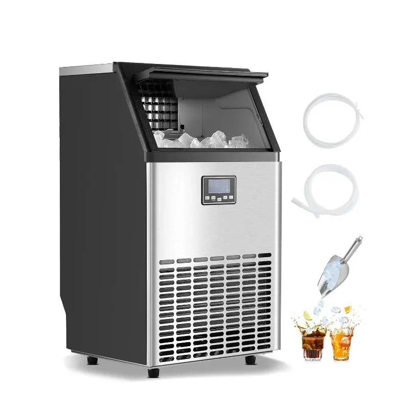 

120lbs/24H Commercial Ice Maker, 45 Ice Cubes in 15 Minutes, Freestanding Ice Maker Machine