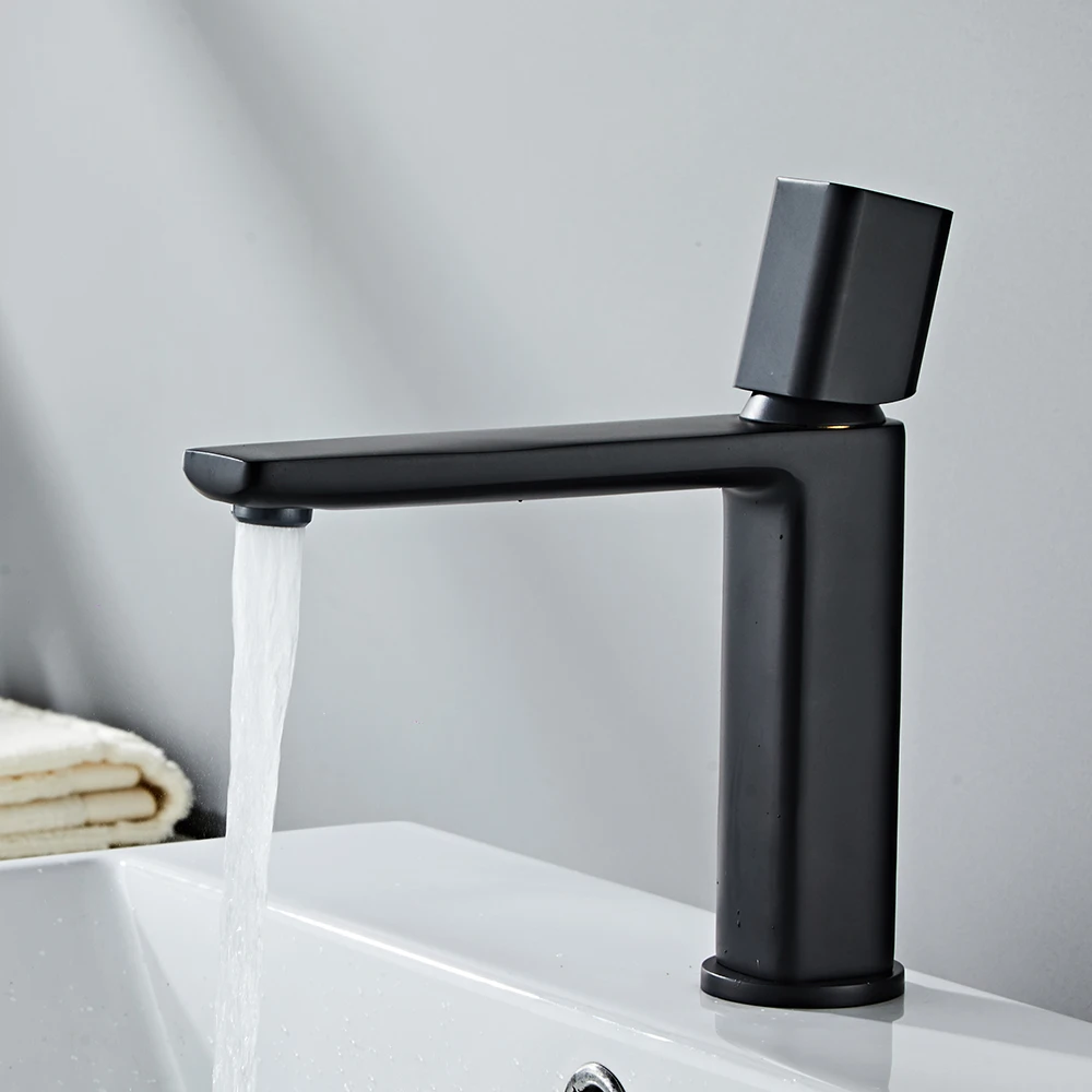 BAKALA Basin Faucet Black/Chrome Face Single Handle Deck Mounted Sink Taps Cold and Hot Mixer for Bathroom Crane Fauc