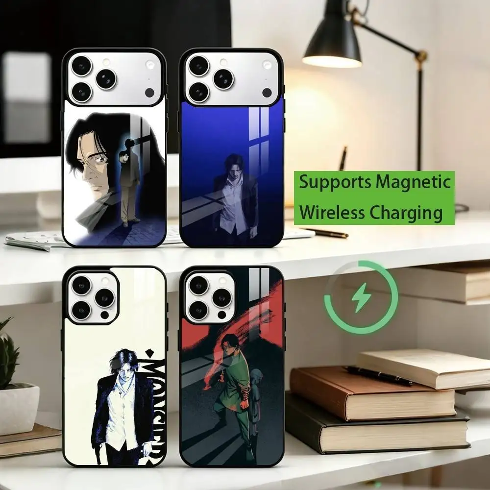 Funda para Teléfono con Diseño de Anime Monster Kenzo Tenma para iPhone 17, 16, 15, 14, 13, 12, 11 Plus, Pro, Compatible con Carga Inalámbrica Magnética