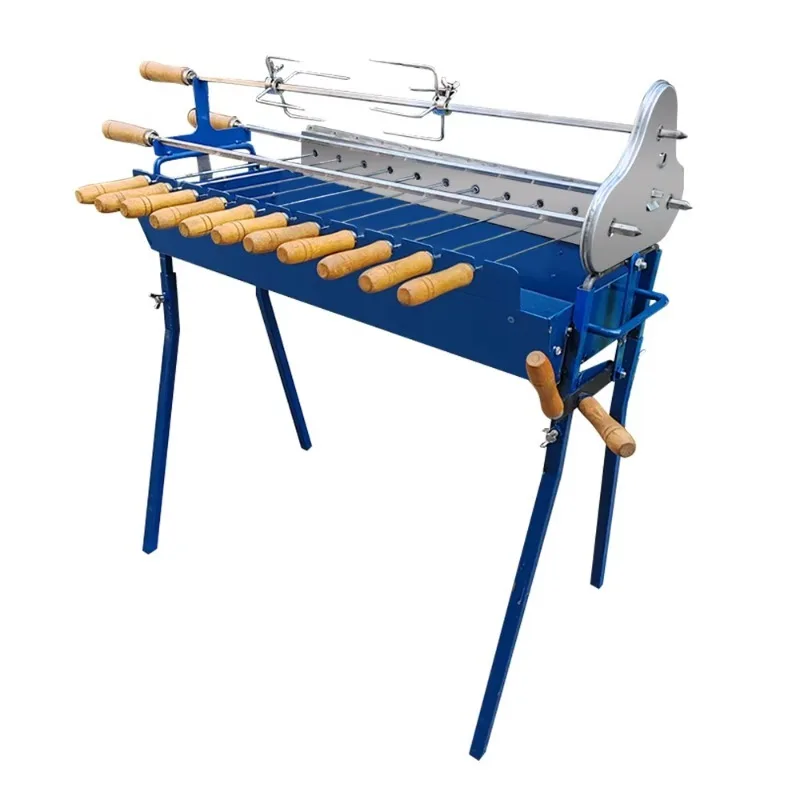 HDC30 Cyprus Manufacturer's Customizable BBQ Grill 11 Small & 3 Large Skewers Blue & Black Motor Option Charcoal Fuel
